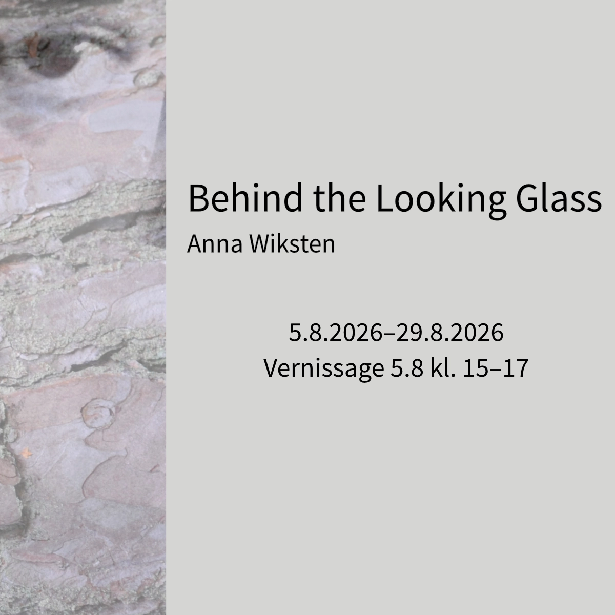Promomaterial för sociala medier, utställning Behind the Looking Glass av Anna Wiksten på Galleriet.
